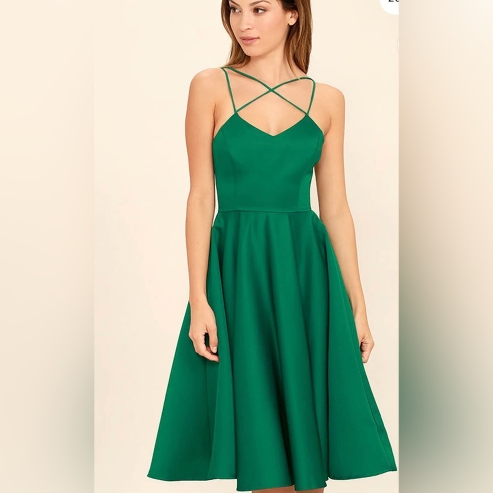 Lulu’s Neverending Story Green Midi Dress - Size 6